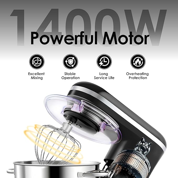 AUCMA 6.2L Stand Mixer | 1400W, 6-Speed, Tilt-Head, Dual Handles, Electric