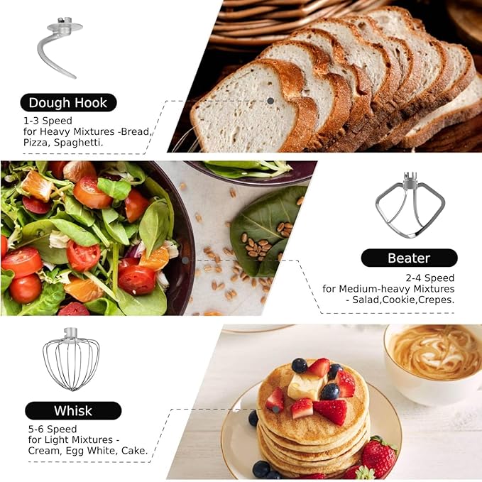 AUCMA 6.2L Stand Mixer | 1400W, 6-Speed, Tilt-Head, Dual Handles, Electric