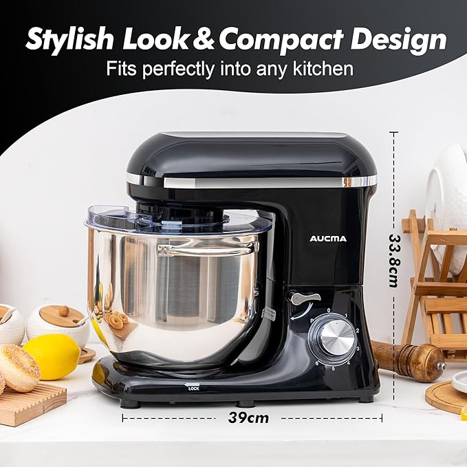 AUCMA 7.5L Stand Mixer | 1400W, 6-Speed, Tilt-Head, Dual Handles, Electric