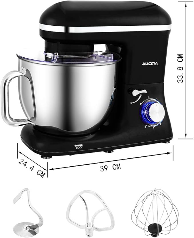 AUCMA 7L Stand Mixer | 1400W, 6-Speed, Tilt-Head, Single Handle, Electric