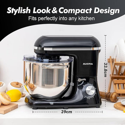 AUCMA 7.5L Stand Mixer | 1400W, 6-Speed, Tilt-Head, Dual Handles, Electric