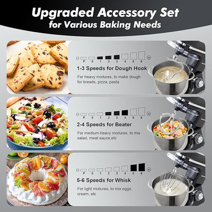 AUCMA 7.5L Stand Mixer | 1400W, 6-Speed, Tilt-Head, Dual Handles, Electric