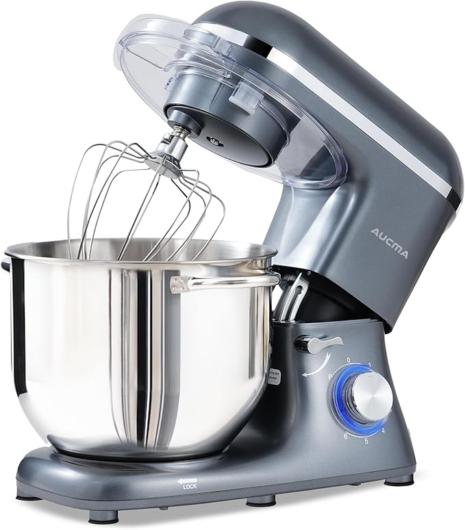 AUCMA 7.5L Stand Mixer | 1400W, 6-Speed, Tilt-Head, Dual Handles, Electric