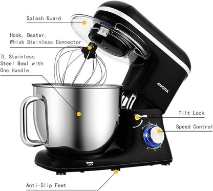 AUCMA 7L Stand Mixer | 1400W, 6-Speed, Tilt-Head, Single Handle, Electric
